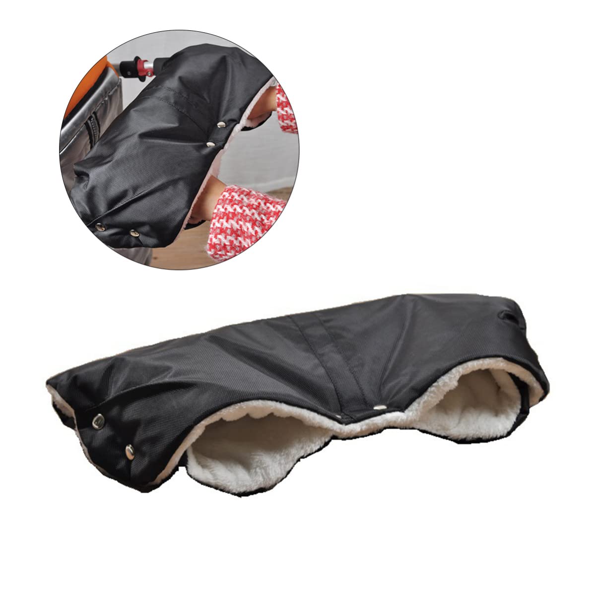 BESTonZON 3pezzi Guanti Antivento Per Carrozzina Guanti Caldi Per Passeggino Oxford Accessorio Per Inverno Nero