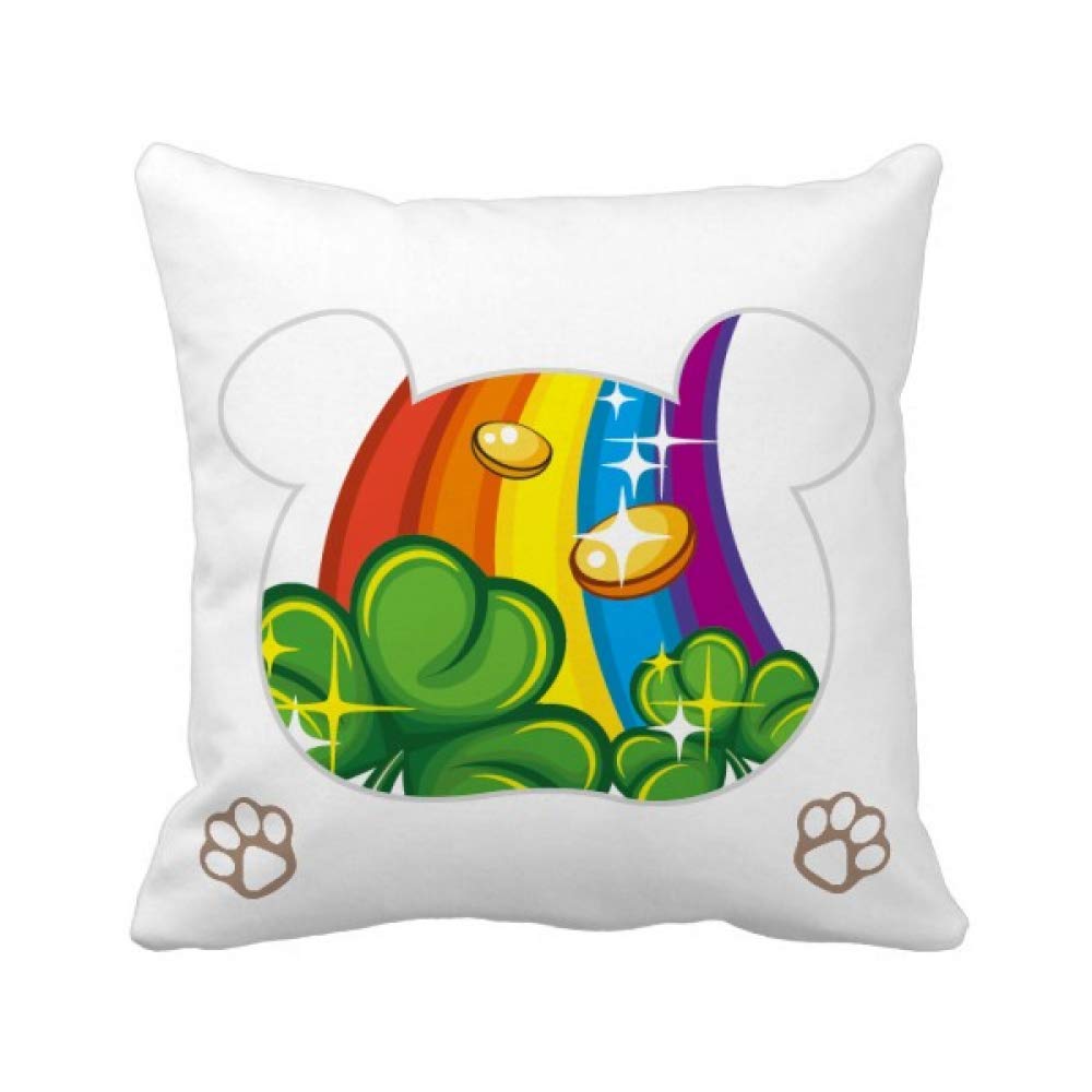 Motif ours arc-en-ciel Clover housse de coussin carrée déco enfant en tissu