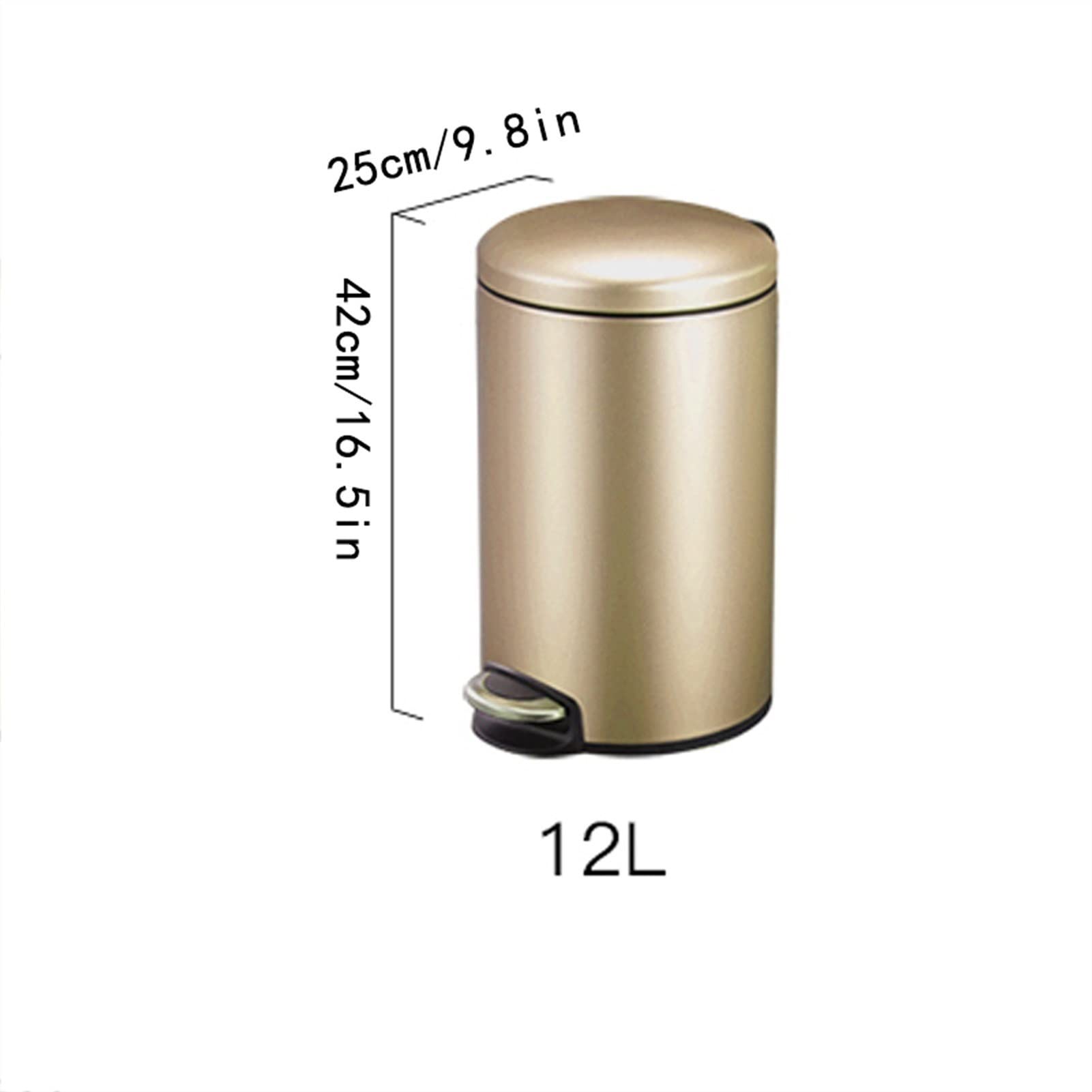 DFEDHF Trash and Recycling Bin 12l Household Garbage Can Living Room Kitchen Bathroom Creative with Cover Stainless Steel Simple Foot Pedal Garbage Can Office Large Waste Paper Baske(Pink)