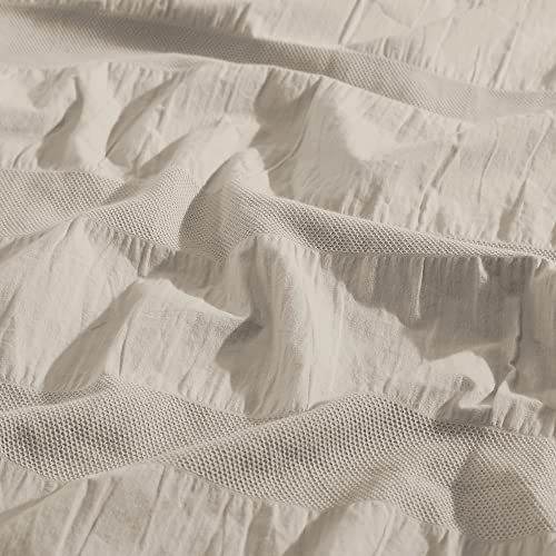 Swift Home Moselle 100% Cotton Ruched & Waffle Weave Bedding Duvet Cover Set, All Season & Breathable, Oeko-Tex Certified – Warm Grey, Twin/Twin Xl (Comforter Not Included) #TOP3