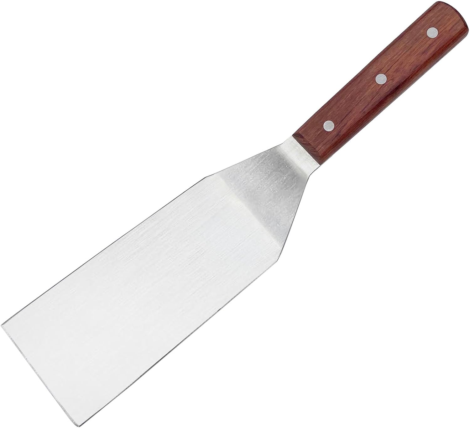 Sunrise Kitchen Supply Stainless Steel Turner Spatula & Meat Fork with Wood Handle (6x3 Spatula)