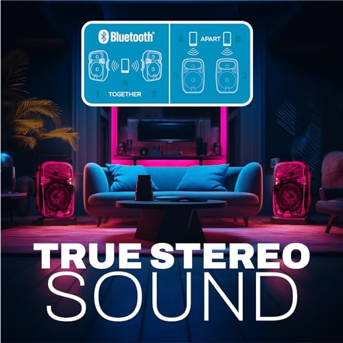 Image of Rhode Island Novelty Coby Bluetooth Speaker w /LED Lights, Semi-Translucent Body, Bluetooth 5.3, 11 Hour Playtime, Carrying Handle, LED Light Show | Multiple Pairing