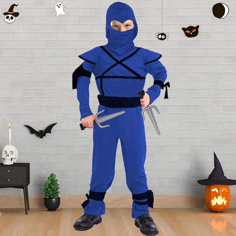 SATKULL Kids Ninja Costumes Halloween Ninja Costume for Boy Deluxe Ninjas Role Playing Dress(Kids-XL-10/12T) - Image 2