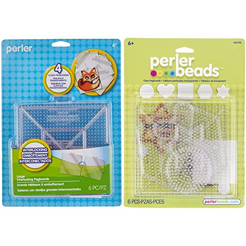 Perler Beads Large Square Pegboards for Kids Crafts, 4 pcs & Beads Assorted Small and Large Pegboards for Kid's Crafts, 6 pcs