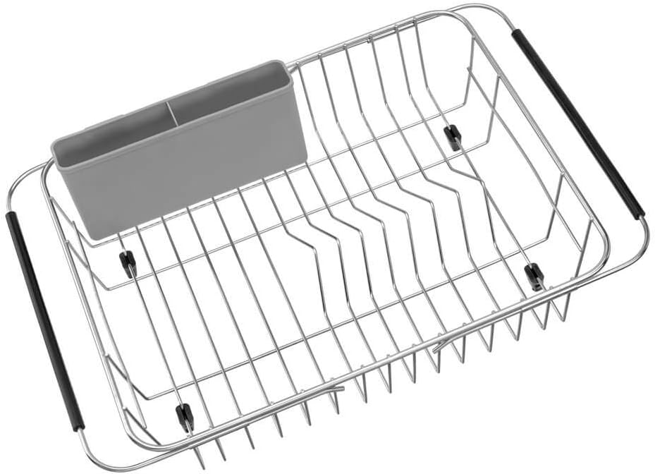 ARCCIExpandable Dish Drying Rack Over The Sink, Large Capacity Sink Dish Rack Drainer Plate Organizer Shelf with Removable Utensil Holder, Dish Drainer Rack for Kitchen Counter, Inside Sink