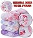 LINEMIN Womens Fuzzy Socks Cozy Fluffy Winter Slipper Warm Thick Fleece Soft Home Sleeping Socks (Light Purple Mixing Heart)