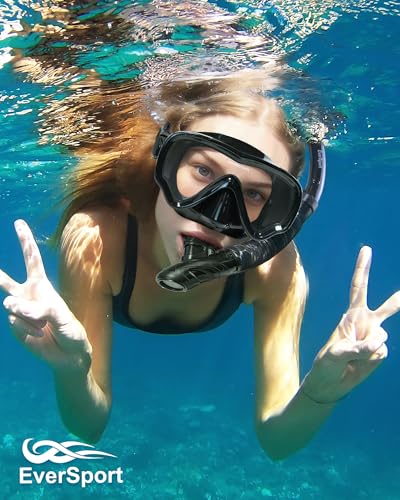 Set de Snorkel para Adultos EverSport con Máscara de Vista Panorámica 180° y Tubo Seco Antifugas miniatura 7