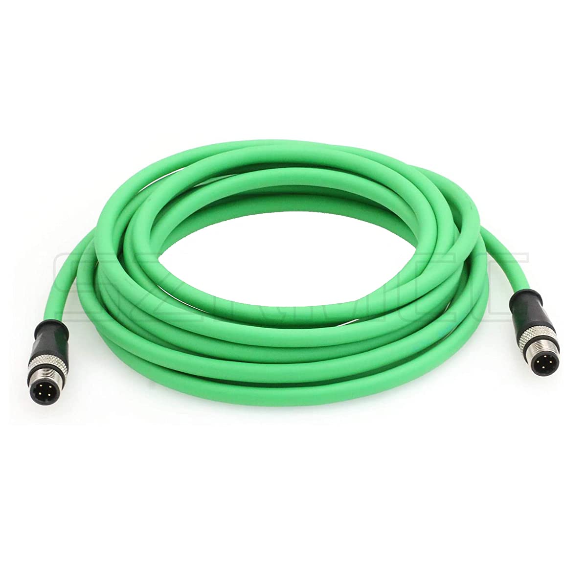 SZRMCC M12 D-Code 4 Pin Male to 4 Pin Male Ethernet Cable Cat5e High Flex Waterproof Network Cable for Industrial Camera Sensor Automation (15M,Green)