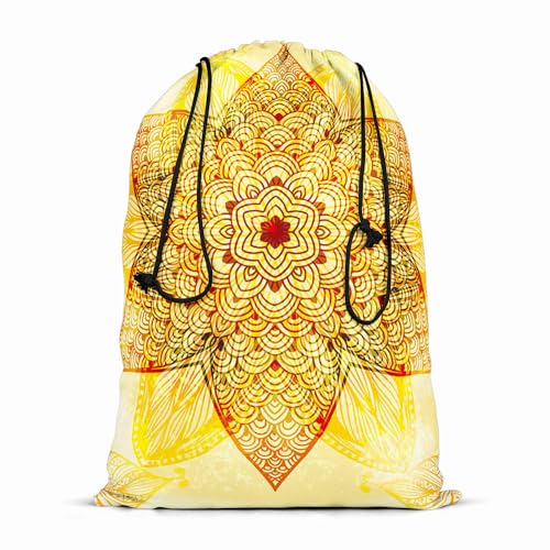 Image of ArtzFolio Ethnic Beige Ornament | Reusable Sack Bag | Bag for Gym, Storage, Vegetable & Travel