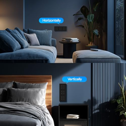 BSEED Smart Lichtschalter 4 Fach 1 Weg Tripple Wlan Smart Lichtschalter arbeitet mit Amazon Alexa/Google Home, WIFI Taster Schalter PC Rahmen kompatibel mit Smart Life/Tuya-228mm, Schwarz