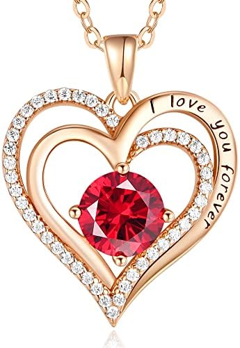 EKOT Rose Gold Necklaces for Women,S925 Sterling Silver Pendant Necklace for Her, Girlfriend Heart Necklace, Birthday Wedding Valentines Mother’s Day Anniversary Jewelry Gift for Mother Mom Wife Girlfriend Girl Daughter