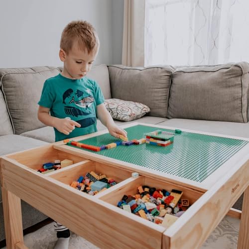 papablic 2 in 1 kid activity table with large storage for older kids compatible with lego building block for boys girls