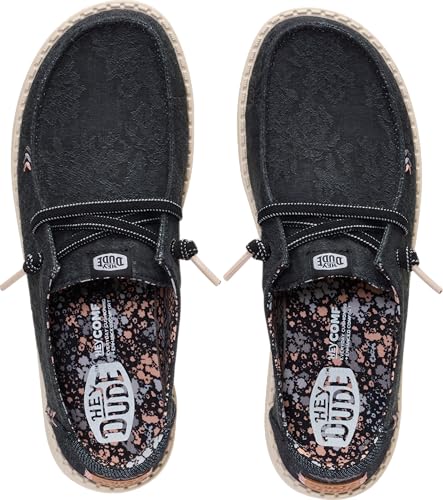 Image of HEYDUDE Women's Wendy Floral Boho Slip On Loafer | Lightweight Easy On Canvas Shoe with Elastic Laces Flexible Outsole