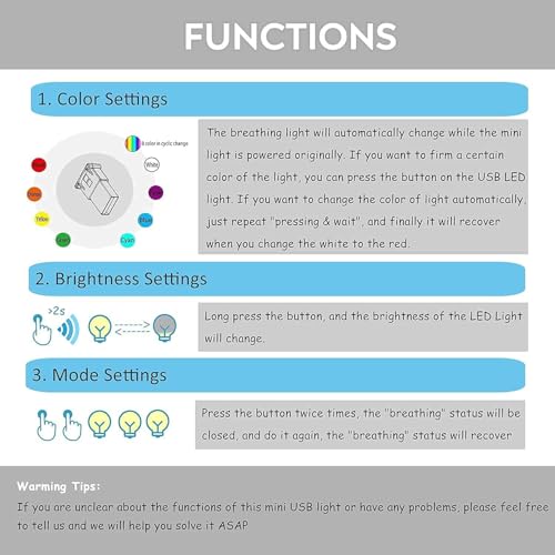 Image of Mini USB LED RGB Light Brightness Adjustable 8 Color Changeable for Car, Laptop, Keyboard. Atmosphere Smart Night Lamp for Home Decoration ( DC : 5V ) (Quantity: 4)