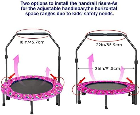 36'' Trampoline for Kids Mini Trampoline with Adjustable Handle and Safety Padded Cover Foldable Toddler Trampoline Indoor & Outdoor Rebounder Trampoline for Kids Play and Exercise 5 51mZ54ASEGL. AC