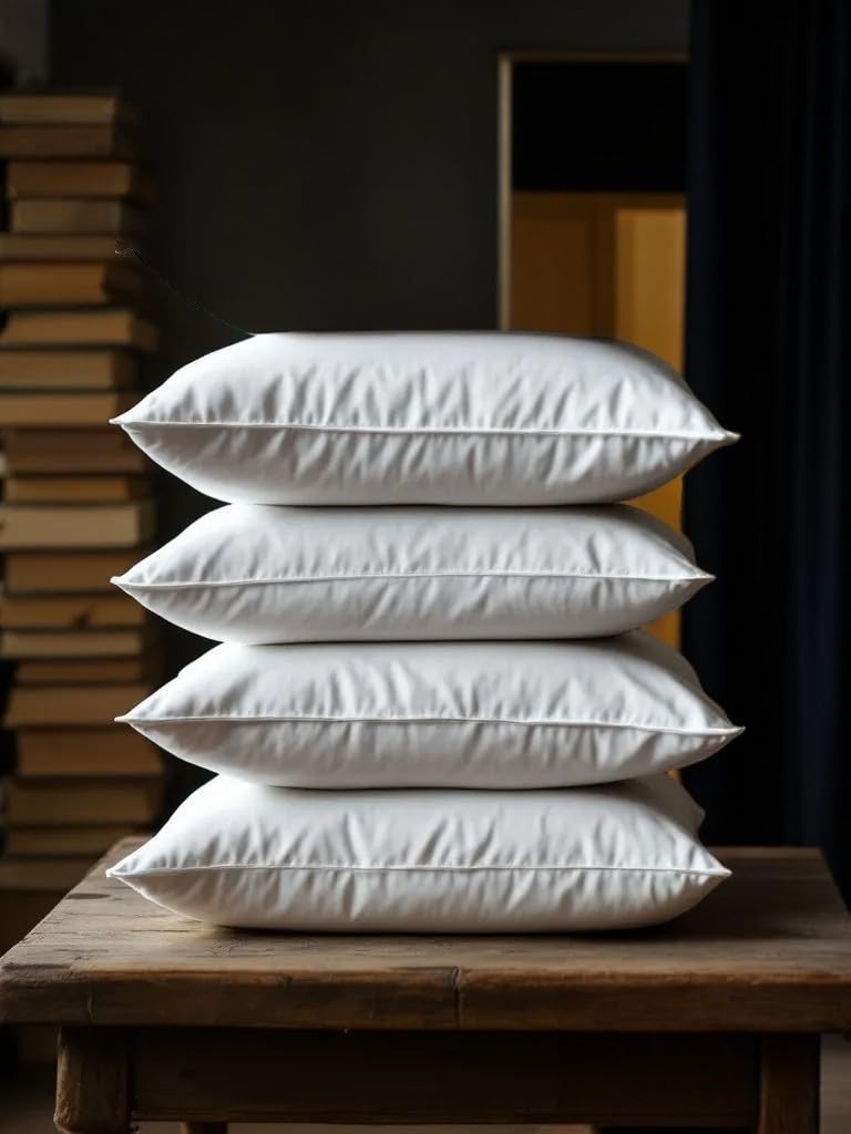 Pro Home Goose Feathers Pillow 1200 GSM Extra Filling Fluffy Soft Firm Anti-Allergic Dust Mite Hotel Quality Luxury Bed Pillow Down Pillows for Back & Side Sleepers 48X74 cm (4, Microfibre Cover)