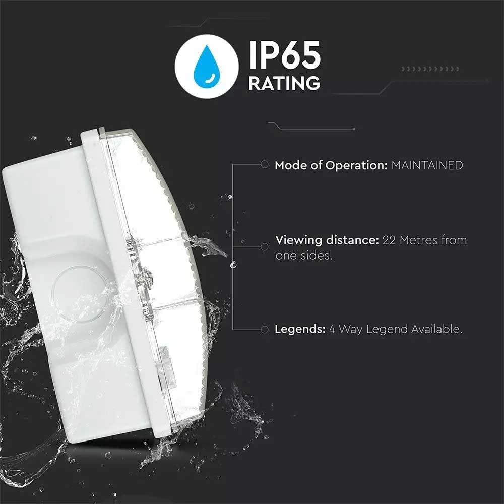 Luz LED de emergencia para salida de incendios, mamparo de 3 W, IP65, indicador de evacuación de pared mantenido/no mantenido (10 luces)