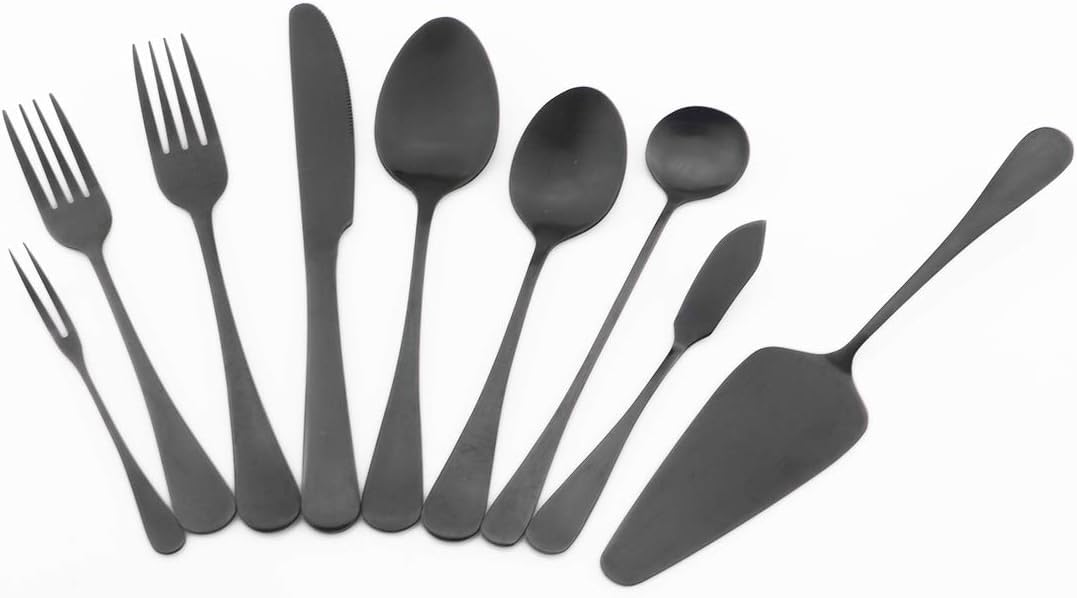 Set di Posate in Acciaio Inossidabile Nero Opaco, Set da 20 Pezzi per 4 Persone, Forchetta, Coltello E Cucchiaio Resistenti alla Ruggine, Set di Posate Moderno Black Silverware Set