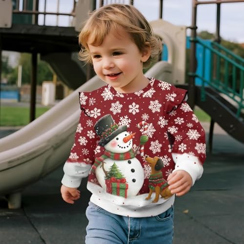 Dolyues Toddler Baby Girl Christmas Sweatshirt Cute Long Sleeve Crewneck Pullover Top Fall Winter Clothes 1-8T4