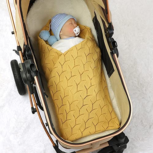 LAWKUL Cellular Blanket Baby 100% Cotton Knitted Soft Knit Crochet Blankets for Newborn Boy Girls Toddler 100x80cm Yellow - Image 3
