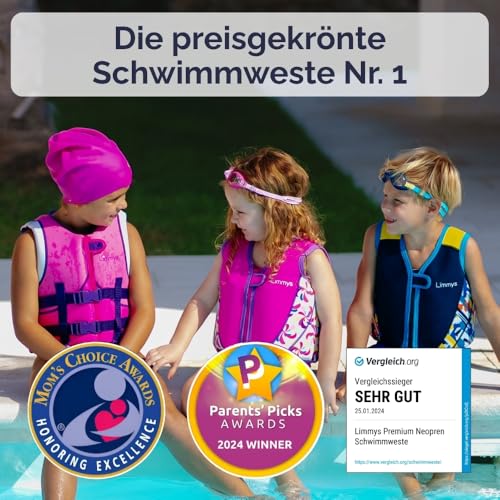 Limmys Premium Schwimmweste für Kinder – Moderne Schwimmhilfe für Jungen, Mädchen und Kleinkinder – Mit praktischer Tragetasche