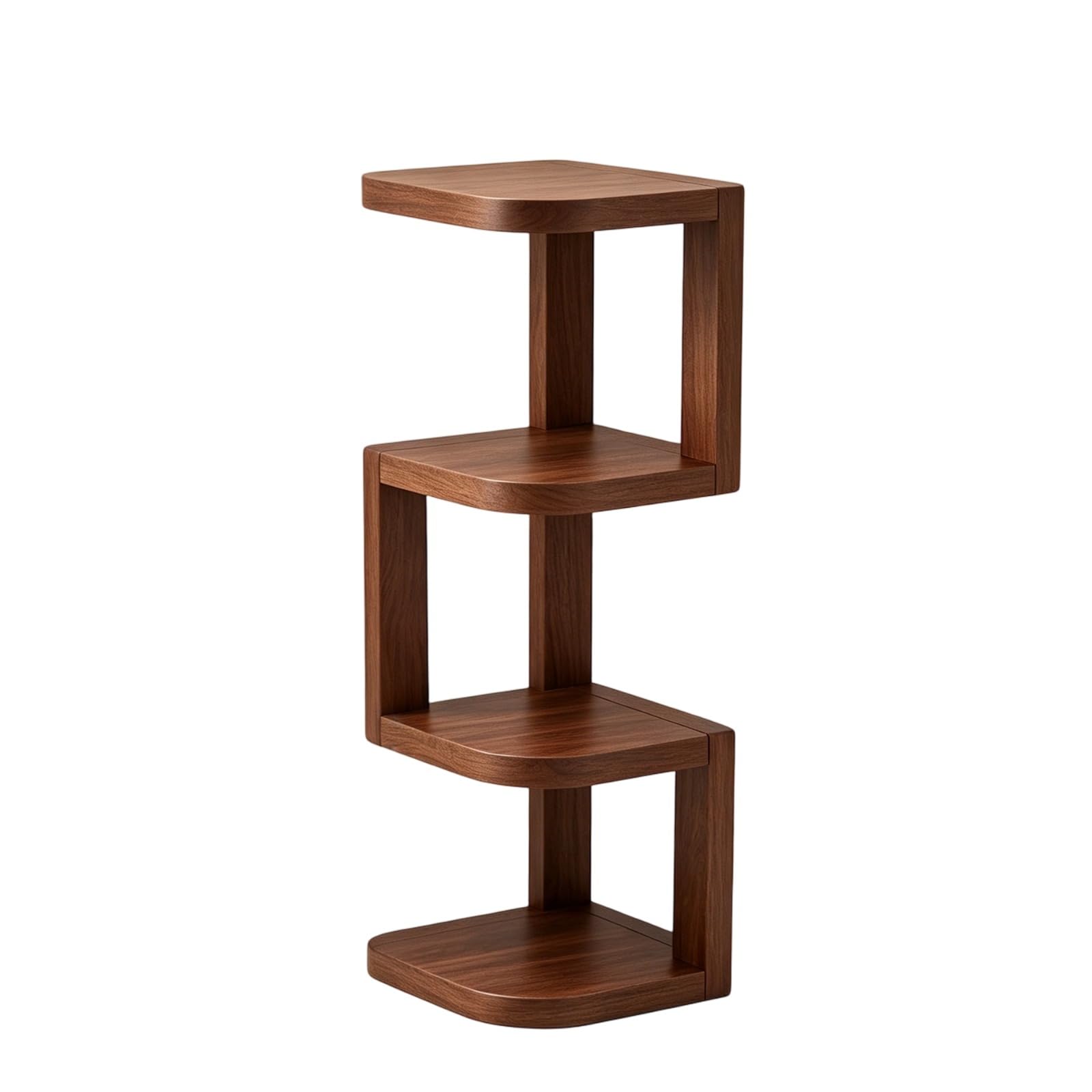 GWZHQIF Multi-Tier Corner Solid Wood Nightstand, Narrow Step Bedside Shelf, Wooden Curved Storage Rack, Space Saving Floor Side Table For Bedroom Corner Small Space(Color:Walnut)