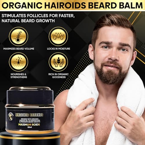 Organic Hairoids Beard Balm Buffet 50ml | Beard Butter for Men | Hair & Beard Moisturiser | Infused with Organic Castor Oil | Growth & Volume Booster - Image 3