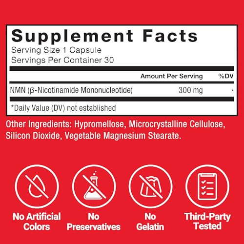 Image of Force Factor NMN Supplement, Nicotinamide Mononucleotide to Support Healthy Aging and Energy Metabolism, Boosts NAD+ Levels, No Gelatin, Non-GMO, 30 Vegetable Capsules