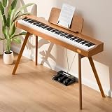 TERENCE Piano Numérique 88 Touches Lestées avec Mécanique à Marteaux Piano Électrique en Bois avec 3 Pédales Haut-parleurs Stéréo 20W Bluetooth Support d’Application – Clavier Piano pour Cadeau
