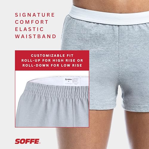Image of Soffe Youth Girls' Authentic Cheer Shorts, Athletic Cotton Blend, 2.75 inch Inseam, 3 Pack