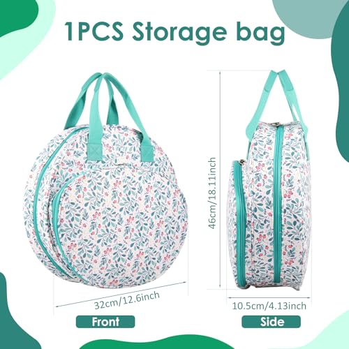 Image of Embroidery Project Bag, Embroidery Supplies Storage Carrying Tote Case with Multiple Pockets and Handle, Cross Stitch Bag, Double Layer Embroiderys Project Bags for Floss Hoops Thread (Lake Blove)