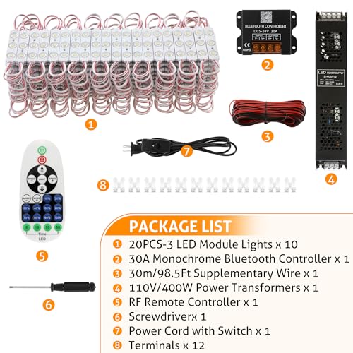 Wichemi 100Ft Storefront Led Light Bluetooth App Control Led Module For Signs Daylight White 6500K 1.32W 12V Dc 200Pcs 2835 Smd 3 Led Window Lights For Business Strip Light For Store Advertising Décor thumb #6