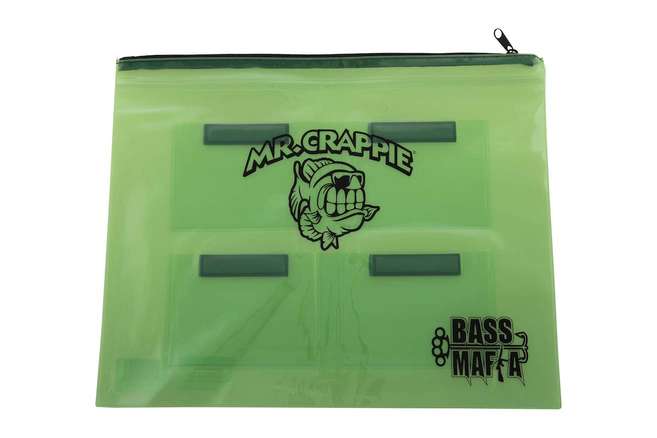 Mr. Crappie Money Bag 4 Banger | Bass Mafia Waterproof Bag for Bait & Phones | Holder for Items While Fishing | Four 4x5.5 Pockets | 13x15 | Green