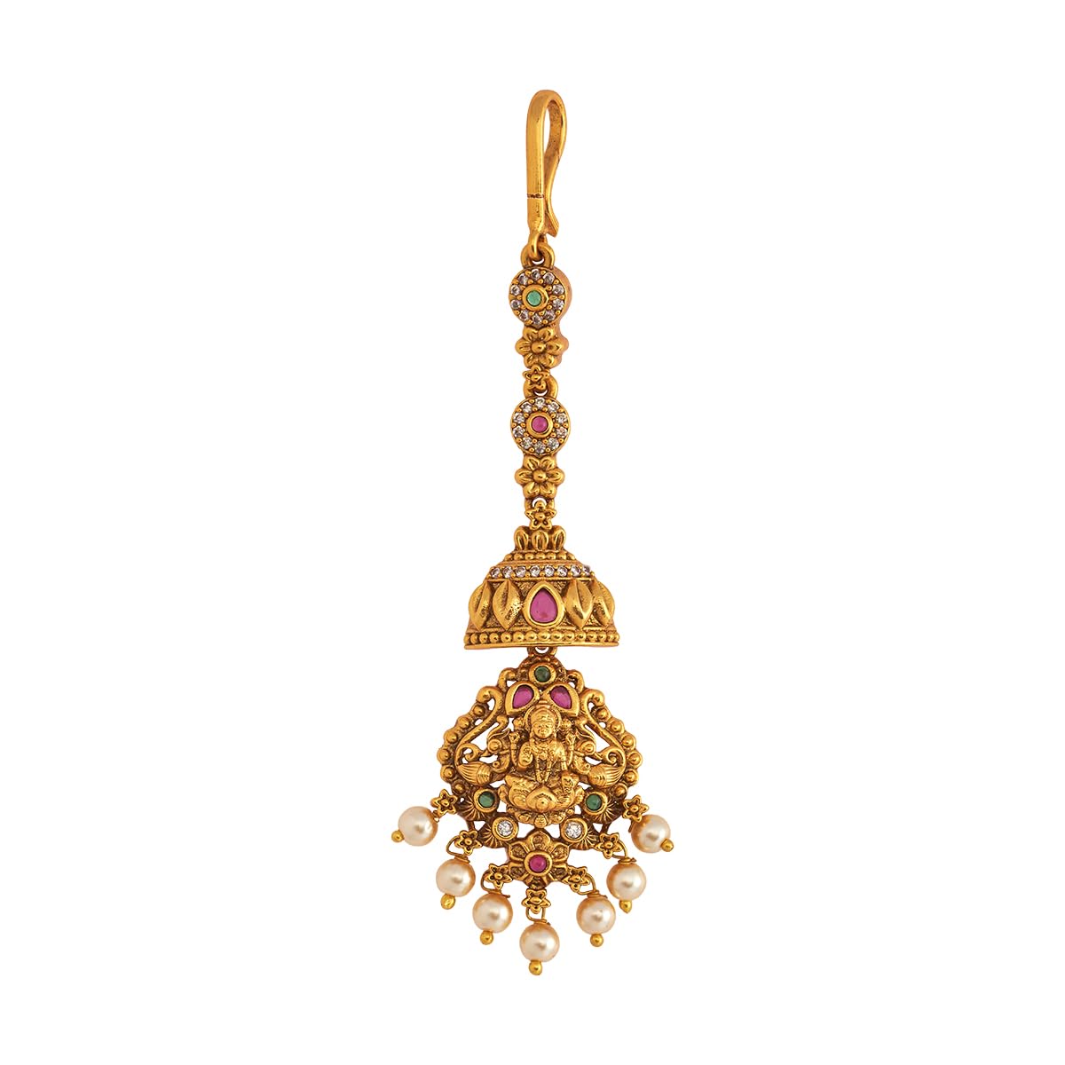 kushal's Fashion Jewellery Ruby-Green Gold Polished Copper Antique Tikka, Best for Bridesmaids, festive season & Special Occasion - 436335-picture-49