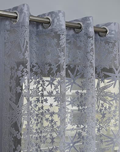 Image of Aroma Brand Tissue Transparent Fancy Sheer Polyester Curtains for Door- Pack of 1 (Door - 7 Feet, Grey - Star)
