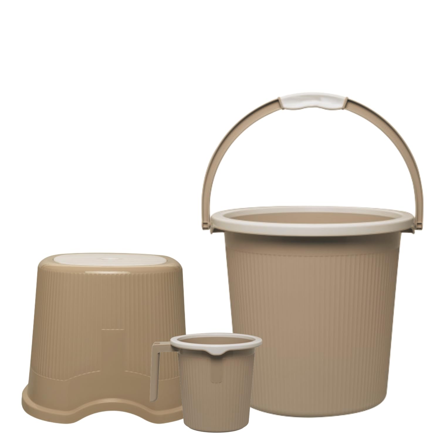 Regalo Combo of 3 pcs Bathroom Accessories Set Plastic Bathroom Set with Plastic Bucket, Small Mug and Medium Stool for Home, Kitchen & Bathroom (Beige, 25ltr-Large) (B0DBM2VHBG) Amazon Price History, Amazon Price Tracker