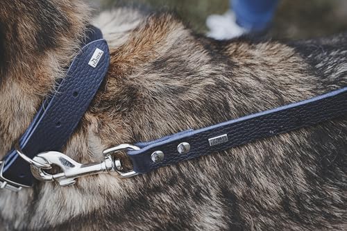 HUNTER Hundehalsband Grenada aus Leder, Farbe: Dunkelblau, handgefertigt in Deutschland, für Training und Alltag, robust, komfortabel, Schlichtes, Elegantes Design, Größe: 42, Umfang: 33-39 cm