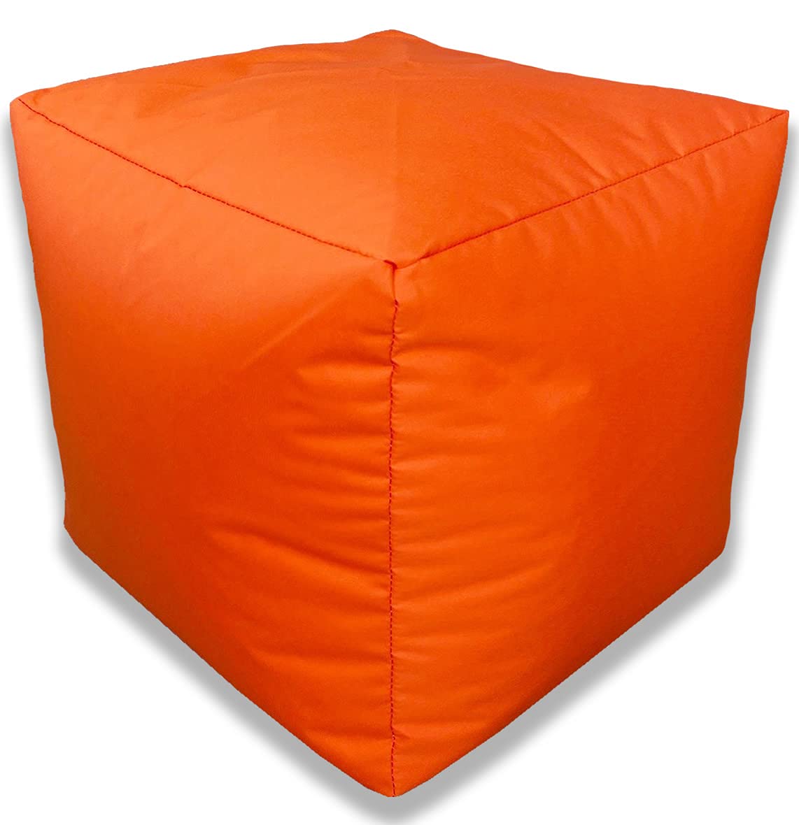 Beautiful Beanbags - Beanbag Cube Footstool - Water-Resistant Pouffe for Indoor or Outdoor Use - Manufactured in UK (Orange) — image 1