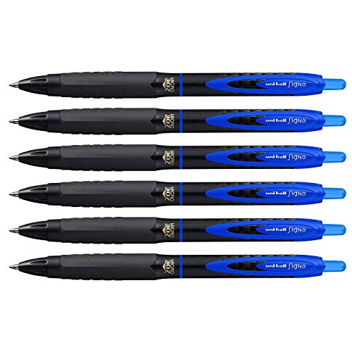 Uni-Ball Signo 307 Retractable Gel Ink Pen, 6-Count (Micro, Blue)
