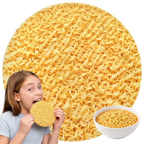 SeaRoomy Ramen Noodles Round Blanket 60 Novelty Soft Flannel Blanket Funny Realistic Food Blankets for Adults Kids Gag White Elephant Christmas Birthday Gifts for Teens