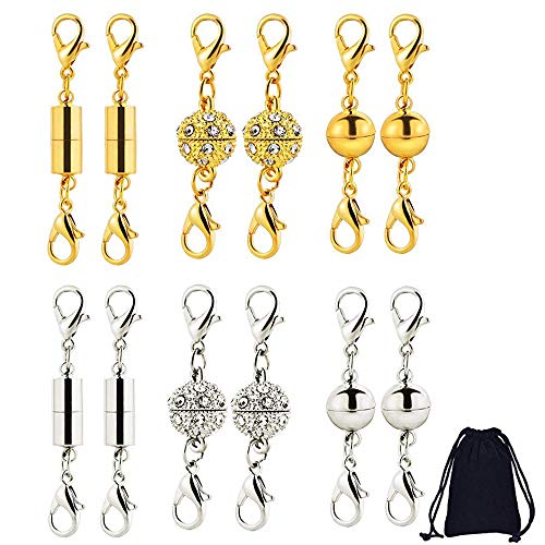 12 Piezas Cierre de Langosta Magnético para Hacer Joyas de Bricolaje 3 Estilos Cierre Magnético de Bisutería para Collar Pulsera(Dorado y Plateado) Cover