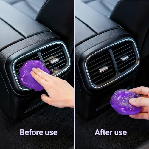 Image of Car Cleaning Gel Reusable 2Pack - Lavender Scent Dust Cleaning Putty Keyboard Slime for Car Interior Air Vent Cleaner, Auto Detailing Tools Accessories, Dust Remover Gifts for Men Women,200g,Purple