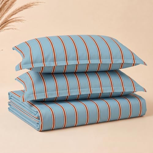 Image of BSB HOME 240 TC Cotton Feel Bedsheet with 2 Pillow Covers, Soft & Breathable Printed Double Bed Sheet for Bedroom, Fade Resistant & Easy Care - 90 x 100 Inches (228 x 254 cm) - Chambray Blue
