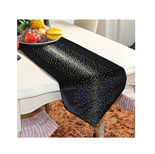 Chemin de table en zircone noir chic pour repas de fête chic 32x200cm
