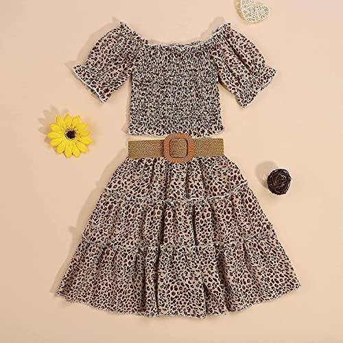 Image of Kids Baby Girls Outfits Floral Ruffle Off Shoulder Crop Tops + Bowknot Denim Shorts Skirt Set Toddler Summer Clothes
