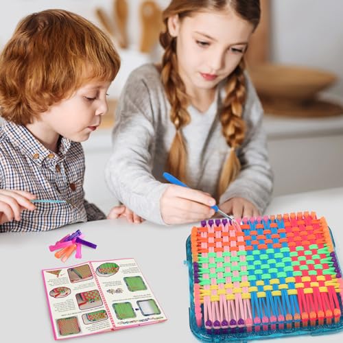 Image of IQKidz Weaving Loom Kit Toys, DIY Arts and Crafts for Kids and Adults, Ideal Gifts for Girls Ages 5 6 7 8-12 13, Easy Potholder Loom Knitting Activity for Beginners, 224 Craft Loops