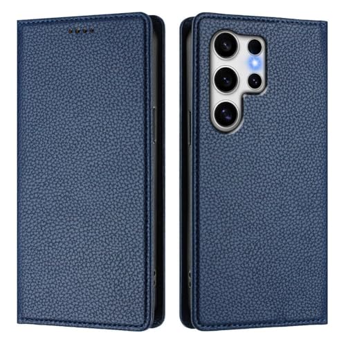 Protection Samsung Galaxy S24 FE étui cuir bleu foncé magnétique