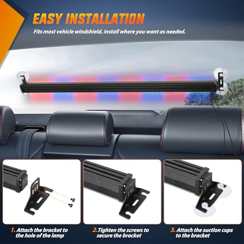Image of Nilight 144LED Traffic Advisor Strobe Light Bar with Controller Red Blue