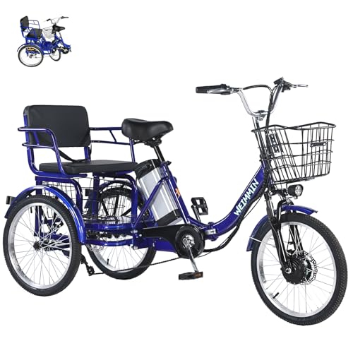 Adult Electric Tricycle, E Trike Electric Bike Ebike 3 Wheel Electric Bicycle with Seat 20in 7 Speed...