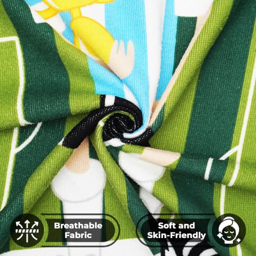 Image of Kids Poncho Towel 120x60 CM, Football Player, Forest Green